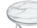 Miniatyrbild 4 av 6: Sidobord Vit Silver Marmoreffekt Skiva i härdat glas Metall Hårnålsben Rund form