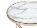 Miniatyrbild 4 av 6: Sidobord Vit Guld Marmoreffekt Skiva i härdat glas Metall Hårnålsben Rund form