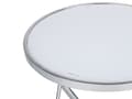 Miniatyrbild 4 av 6: Sidobord Vit Silver Skiva i härdat glas Metall Hårnålsben Rund form
