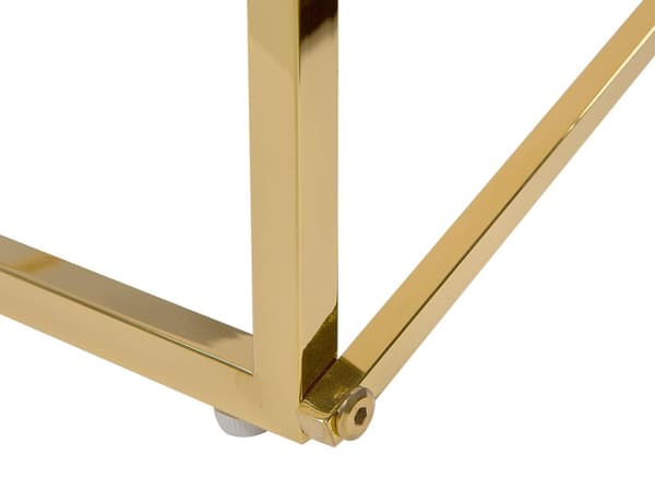 Rektangulärt Soffbord Marmor Effekt Vit Topp Guldben Härdad Glasskiva Rostfri Stålbas 100 x 50 cm Glam Minimalist