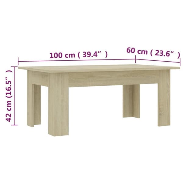 vidaXL Sofabord sonoma eik 100x60x42 cm konstruert tre change2