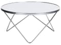 Miniatyrbillede 1 af 6: Sofabord Hvid Sølv Metalstel og Hærdet Glas ø 80 x 40 cm Dekorativ Rund Bordplade til Stue Glamour Indretning Tilbehør