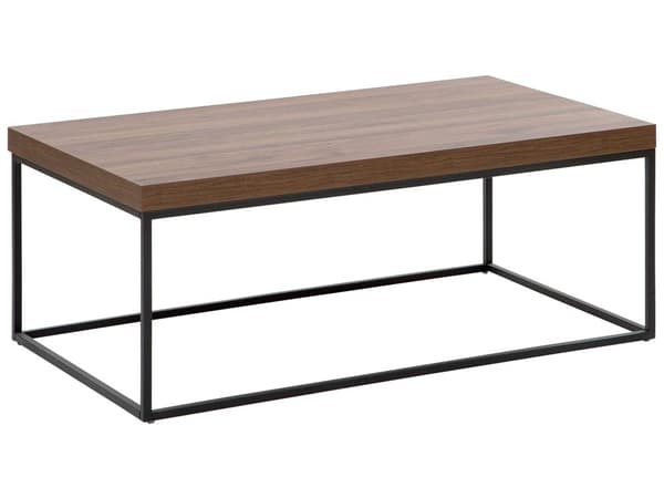 Sofabord Mørkt Træ og Sort Metalstel 100 x 60 cm Dekorativ Aflangt Hjørnebord til Stuen Klassisk Traditionelt Moderne Bolig Indretning
