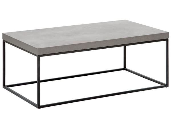 Sofabord Grå og Sort Metalstel 100 x 60 cm Dekorativ Aflangt Hjørnebord Beton Effekt Bordplade til Stuen Industriel Moderne Bolig Indretning