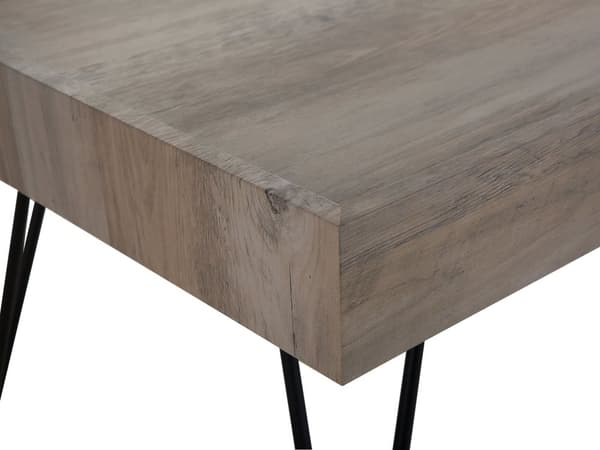 Sofabord brungråt træ med sorte metalben 42 x 60 cm industriel stil