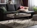 Miniatyrbillede 2 af 7: Sofabord brungråt træ med sorte metalben 42 x 60 cm industriel stil