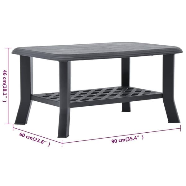 vidaXL sofabord 90x60x46 cm plastik antracitgrå