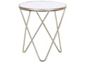 Miniatyrbillede 1 af 6: Sidebord Hvid Guld Metalstel og Hærdet Glas ø 50 x 55 cm Dekorativ Rund Hjørnebord til Stue Glamour Indretning Tilbehør