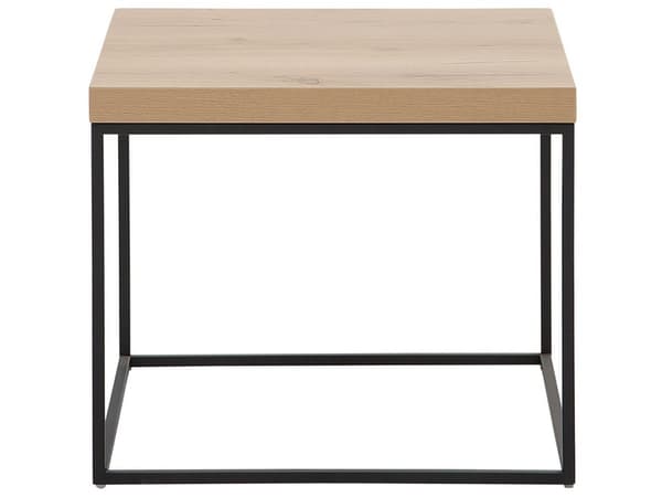 Sivupöytä vaalea puu MDF-levy mustat metallijalat 60 x 60 x 50 cm neliö industriaalinen tyyli