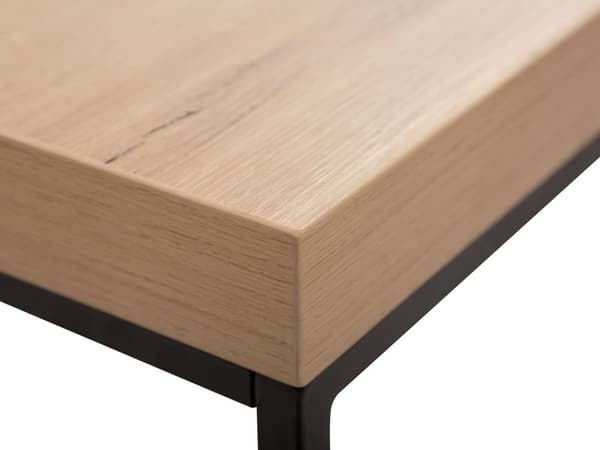 Sivupöytä vaalea puu MDF-levy mustat metallijalat 60 x 60 x 50 cm neliö industriaalinen tyyli