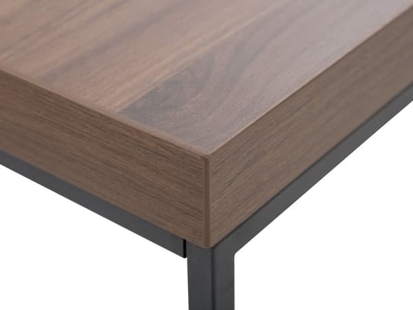 Soffbord Mörk Trä Topp Svarta Metallben 100 x 60 cm Rektangulär Industriell Glam