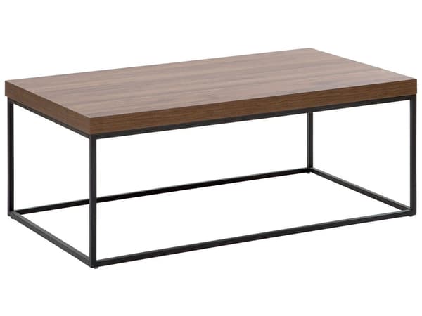 Soffbord Mörk Trä Topp Svarta Metallben 100 x 60 cm Rektangulär Industriell Glam