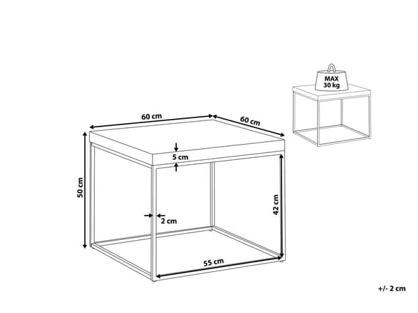 Sivupöytä tumma puu MDF-levy mustat metallijalat 60 x 60 x 50 cm neliö industriaalinen tyyli