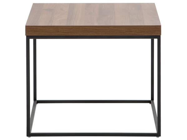Sivupöytä tumma puu MDF-levy mustat metallijalat 60 x 60 x 50 cm neliö industriaalinen tyyli