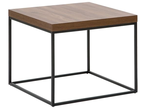 Sivupöytä tumma puu MDF-levy mustat metallijalat 60 x 60 x 50 cm neliö industriaalinen tyyli