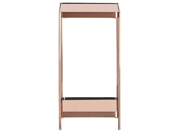 Sidobord Koppar Härdat Glas Metallben med hylla Blank Glam