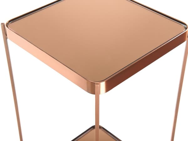 Sidobord Koppar Härdat Glas Metallben med hylla Blank Glam