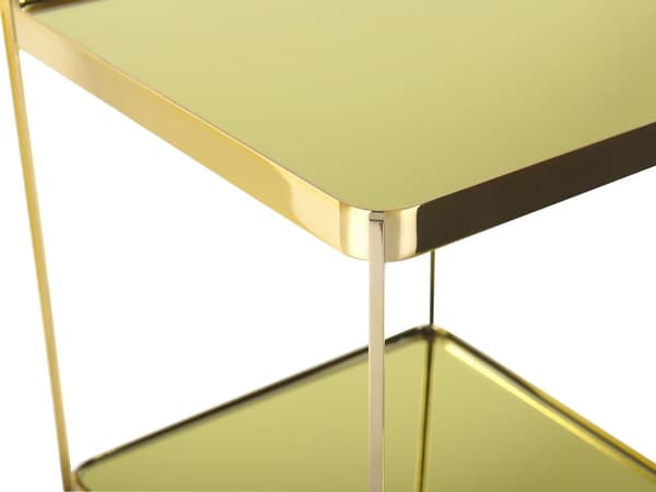 Sidobord Guld Härdat Glas Metallben med hylla Blank Glam