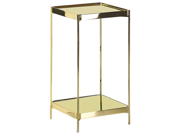 Sidobord Guld Härdat Glas Metallben med hylla Blank Glam