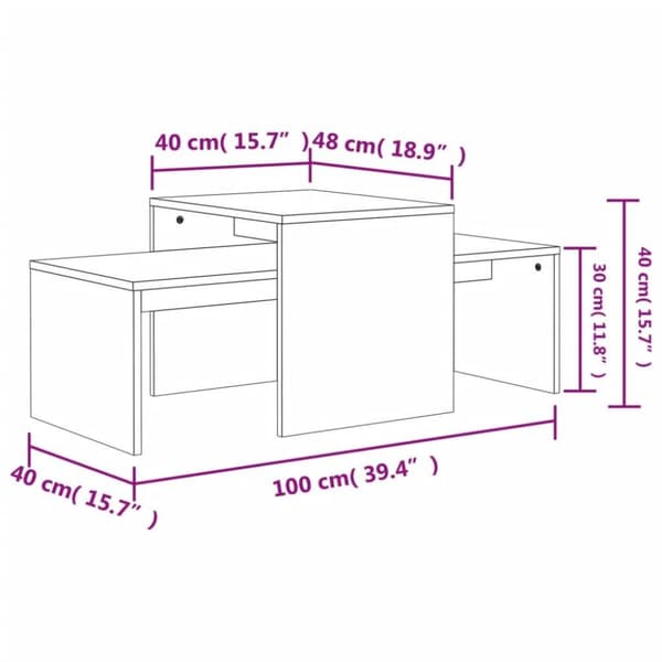 vidaXL sofabordssæt 100x48x40 cm konstrueret træ sonoma-eg