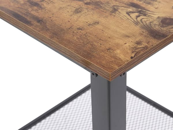Sivupöytä tumma puu/musta metalli kehys 45 cm verkko hylly industriaalinen tyyli