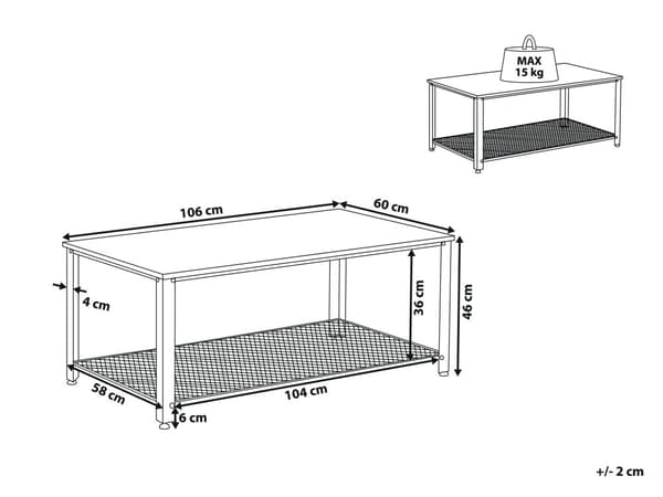 Soffbord Mörkt trä Metall Svart 106 x 60 cm Industriell Hylla Rektangulär