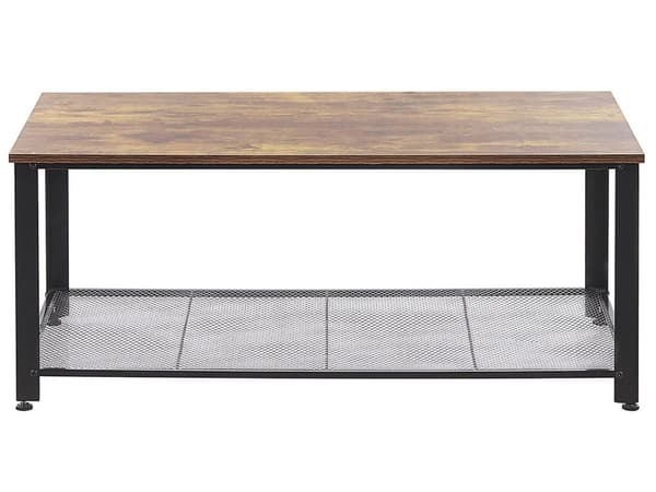 Soffbord Mörkt trä Metall Svart 106 x 60 cm Industriell Hylla Rektangulär