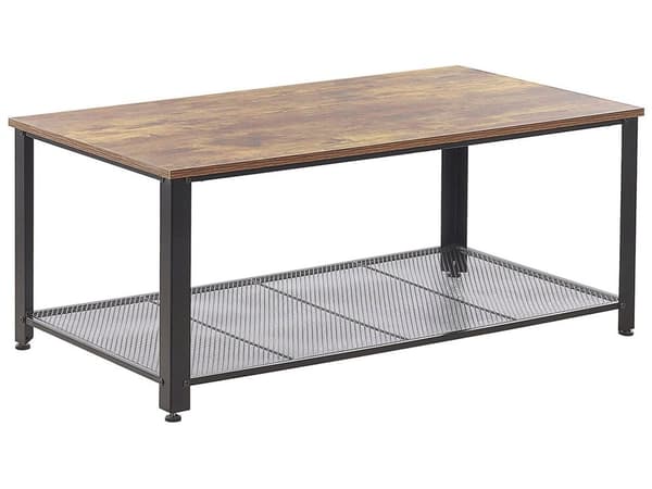 Soffbord Mörkt trä Metall Svart 106 x 60 cm Industriell Hylla Rektangulär