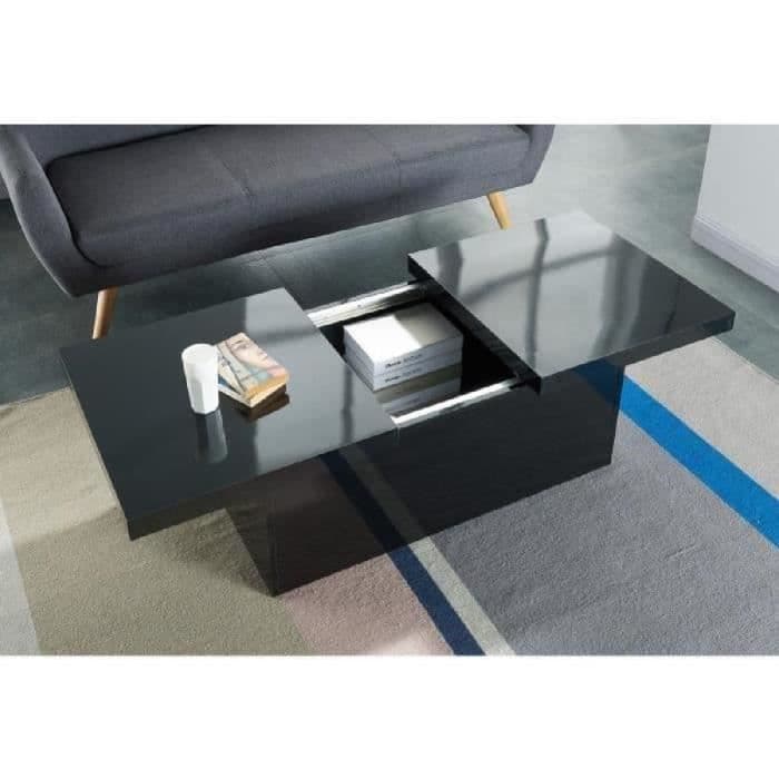 WONDERLAND Sofabord, der kan udvides i moderne stilglans sort - L 110-142 xl 60 cm