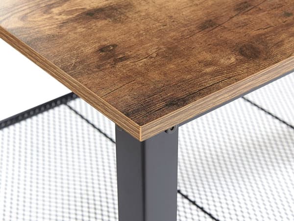 Sofabord Mørkt Træ Bordplade Metal Sort Stel Industriel Hylde Rektangulær 106 x 60 cm