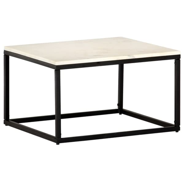 vidaXL sofabord 60x60x35 cm ægte sten med marmortekstur hvid