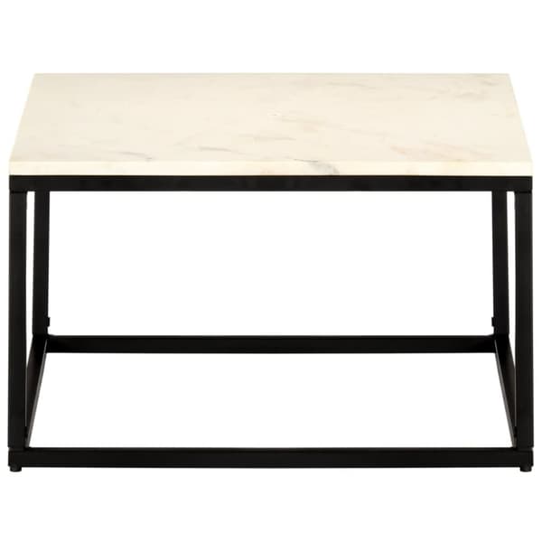 vidaXL sofabord 60x60x35 cm ægte sten med marmortekstur hvid