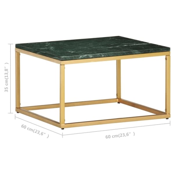 vidaXL Sohvapöytä vihreä 60x60x35 cm aito kivi marmorikuviolla