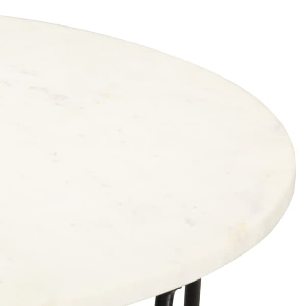 vidaXL Sofabord hvit 65x65x42 cm ekte stein med marmorstruktur change2