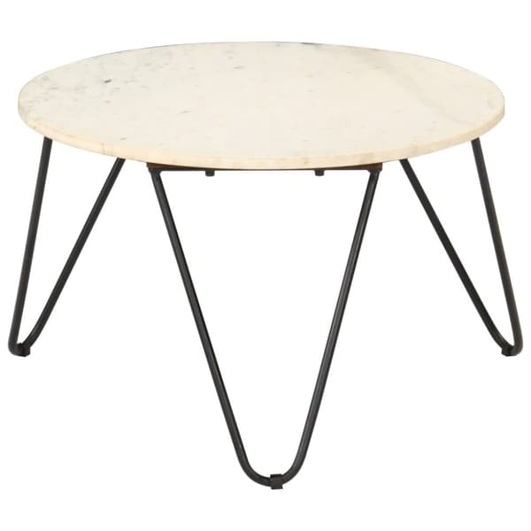 vidaXL Sofabord hvit 65x65x42 cm ekte stein med marmorstruktur change2