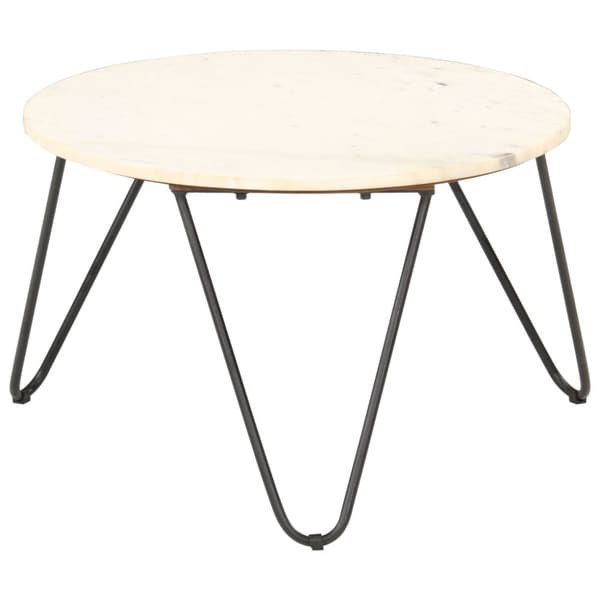 vidaXL Sofabord hvit 65x65x42 cm ekte stein med marmorstruktur change2