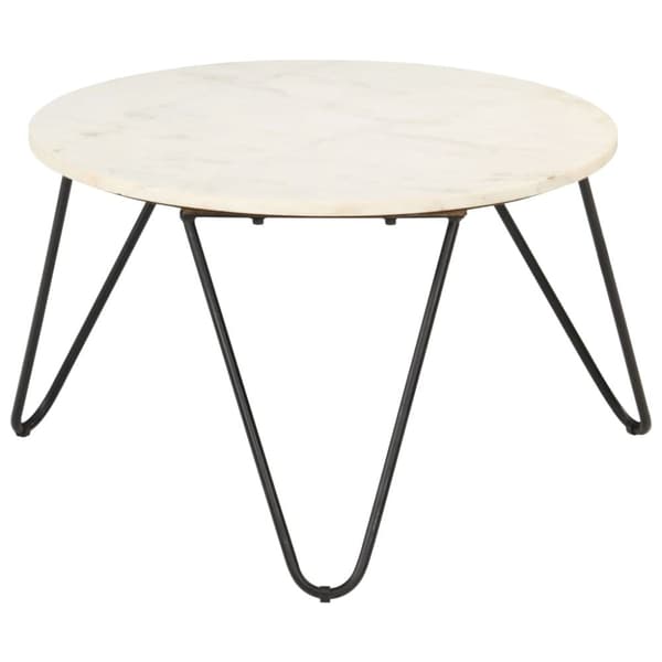 vidaXL Sofabord hvit 65x65x42 cm ekte stein med marmorstruktur change2
