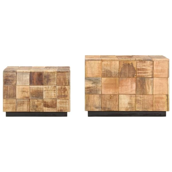 vidaXL Sofabord 2 stk med blokkdesign grovt mangotre change2