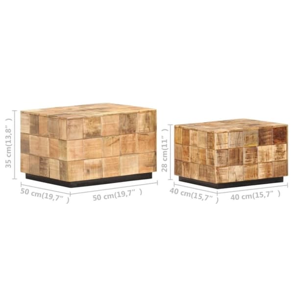 vidaXL Sofabord 2 stk med blokkdesign grovt mangotre change2