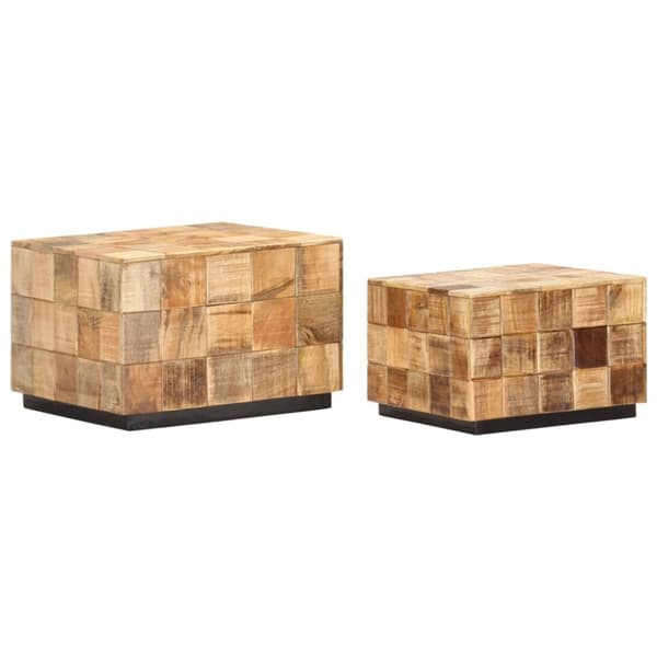 vidaXL Sofabord 2 stk med blokkdesign grovt mangotre change2