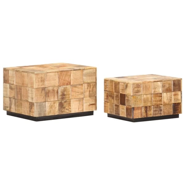 vidaXL Sofabord 2 stk med blokkdesign grovt mangotre change2
