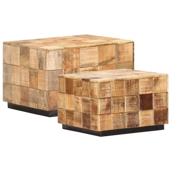 vidaXL Sofabord 2 stk med blokkdesign grovt mangotre change2