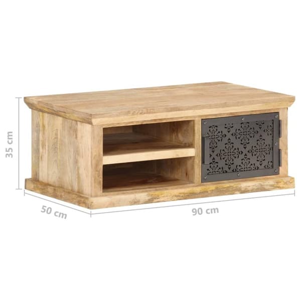 vidaXL sofabord med låge 90x50x35 cm massivt mangotræ