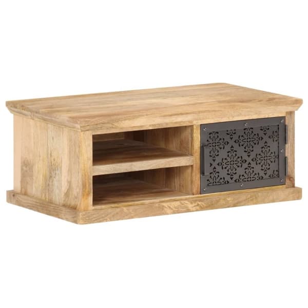 vidaXL sofabord med låge 90x50x35 cm massivt mangotræ