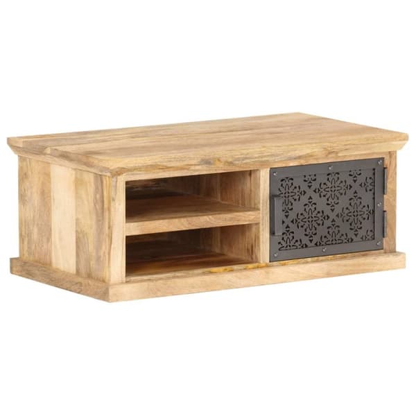 vidaXL sofabord med låge 90x50x35 cm massivt mangotræ