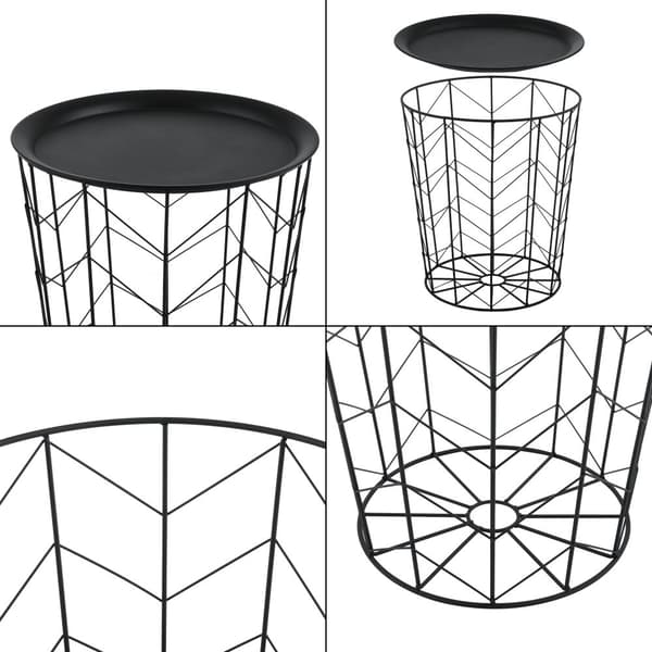 [en.casa]® Soffbord Cerisey-Förvaringsbord-40x40x45cm-35x35x40cm-metall-svart