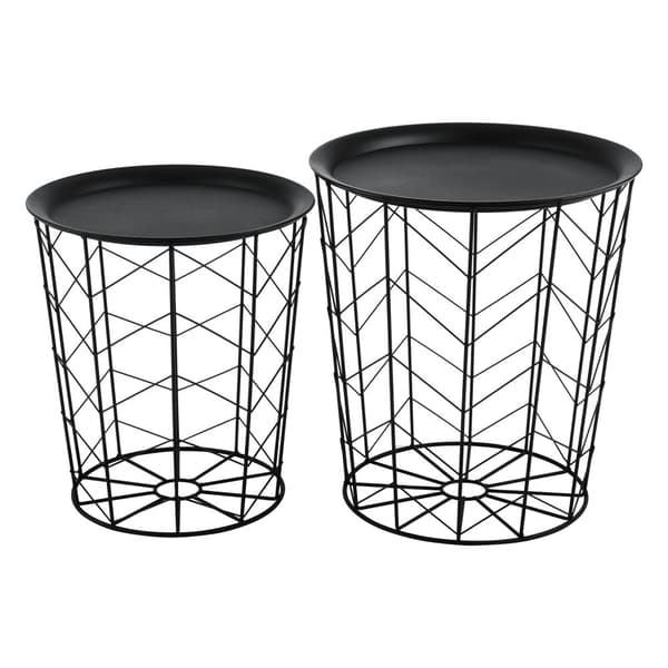 [en.casa]® Soffbord Cerisey-Förvaringsbord-40x40x45cm-35x35x40cm-metall-svart