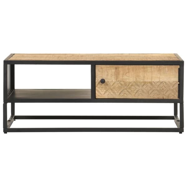 vidaXL sofabord med udskåret låge 90x55x36 cm ru mangotræ