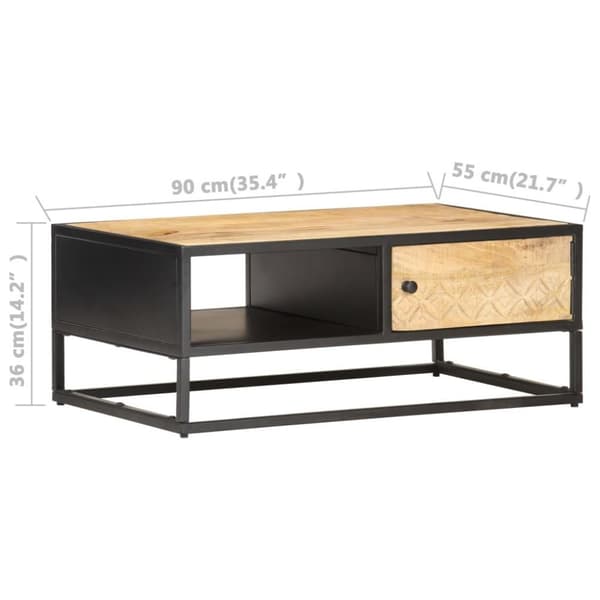 vidaXL Sofabord med utskåret dør 90x55x36 cm grovt mangotre change2