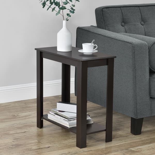 [en.casa]® Soffbord Chur-avlastningsbord-sidobord-sideboard-sängbord-med hylla-61,3x60x30cm-MDF-kaffefärgad